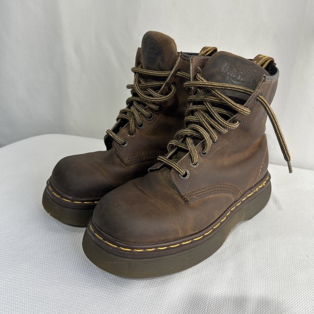 Dr Martens 1460 Boots Made In England Brown Leather 6-Eye Women 8 Vintage